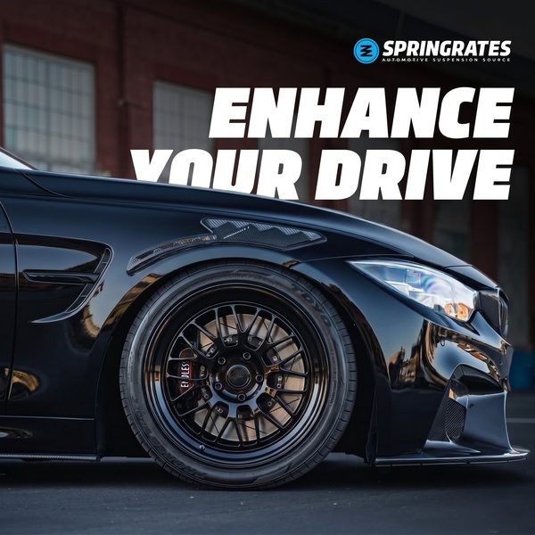 lowering springs, car suspension, sport springs, suspension parts, automotive suspension, brand awareness, lifestyle, bold, energetic, black, neutral